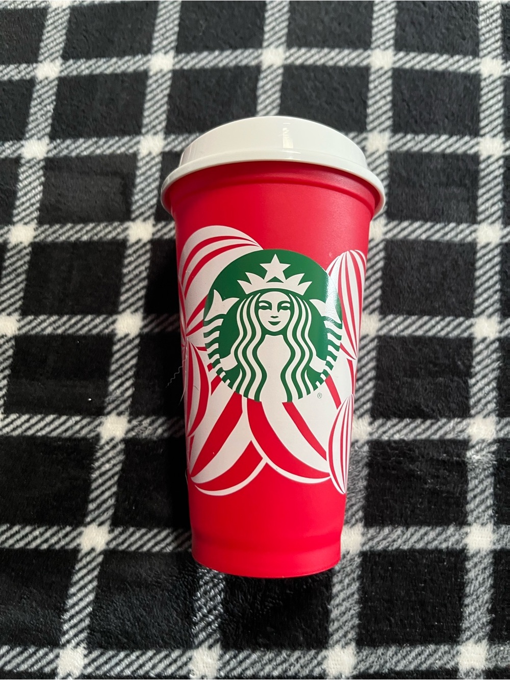 NWOT Starbucks Red Holiday Reusable Cup with White Lid